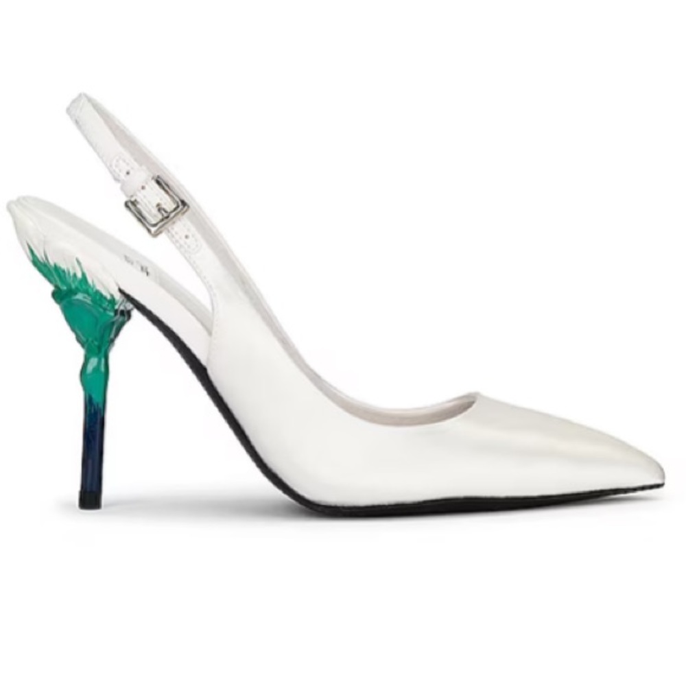 Jeffrey Campbell Floretta Heel in White Satin Size 8